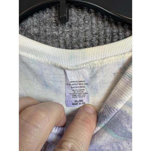 Vtg TieDye Leopard Puff Paint Shoulder Pads, Women's XXL TShirt, Made in USA - Picture 4 of 9